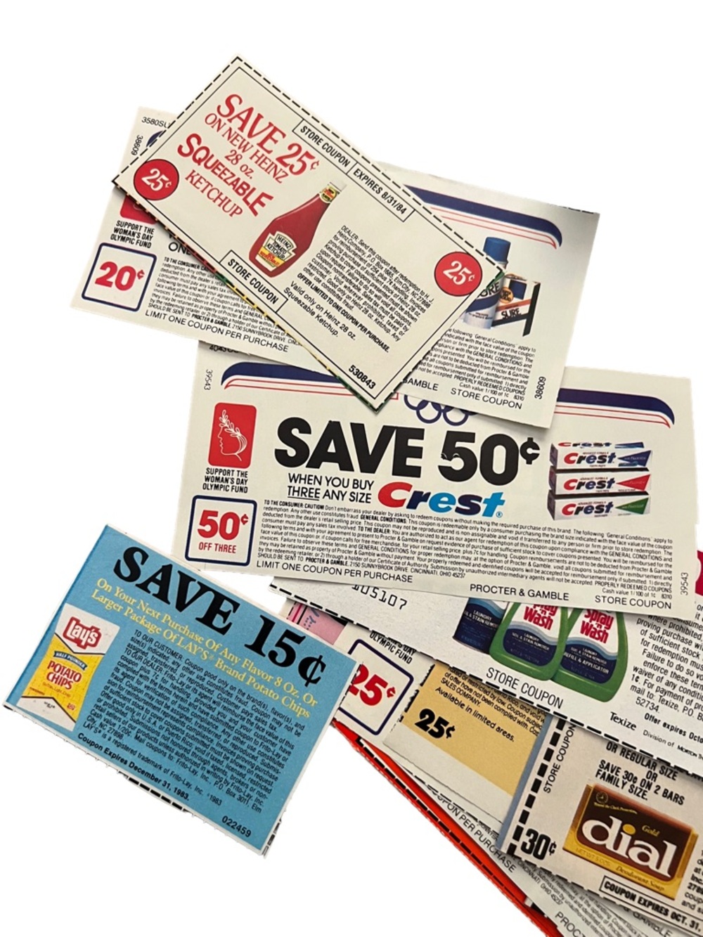 Huge lots of 1980’s coupons in pristine condition. Heinz, USA olympics logo, etc